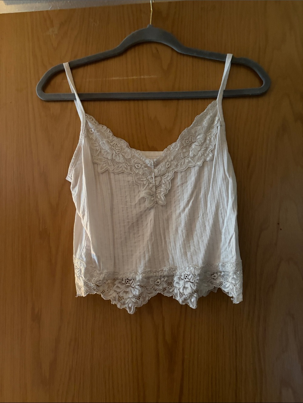 Lace Trim Spaghetti Strap Cami - Cream
